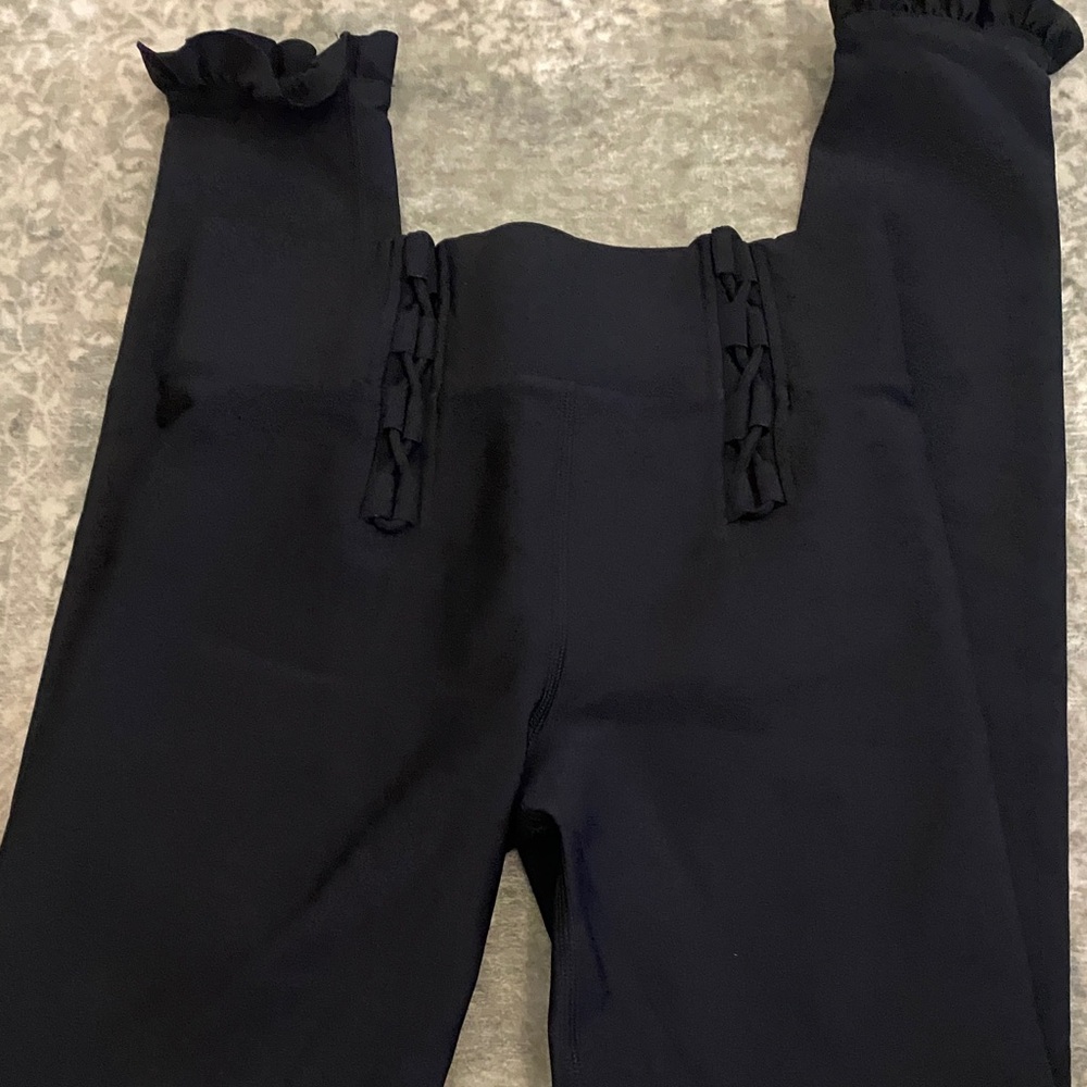 Carbon38 Black Leggings with Ruffle Detail
